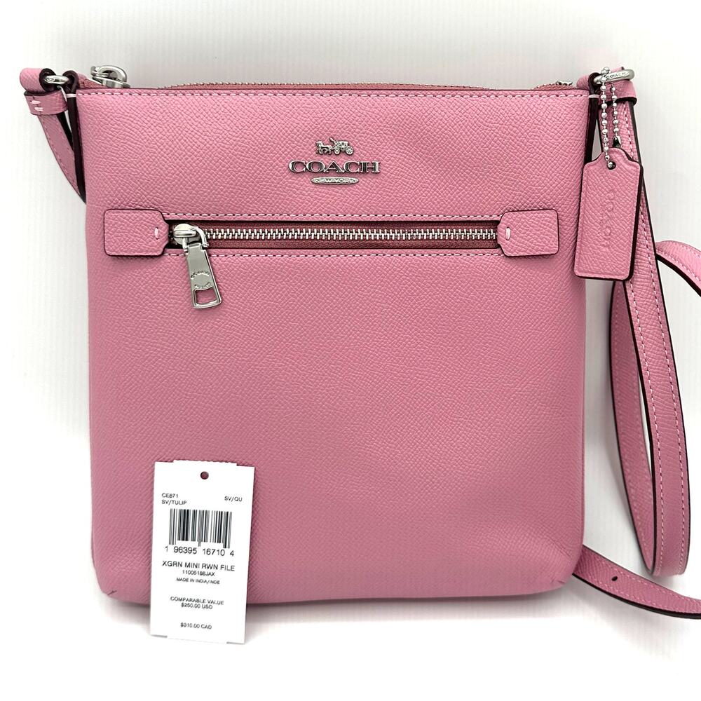 Coach Mini Rowan File Bag Crossbody Purse in Tulip Leather CE871 - Picture 5 of 6